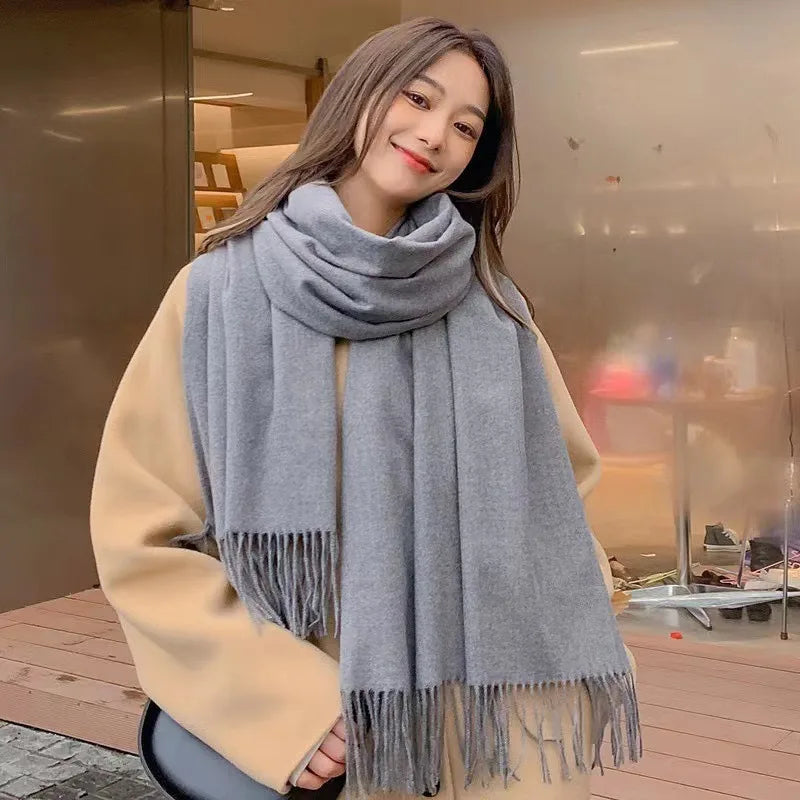 New Black Scarf Cashmere Woman Wool Ladies Scarf Warm Checkered Scarf Women's Winter Scarves Autumn XWJ07