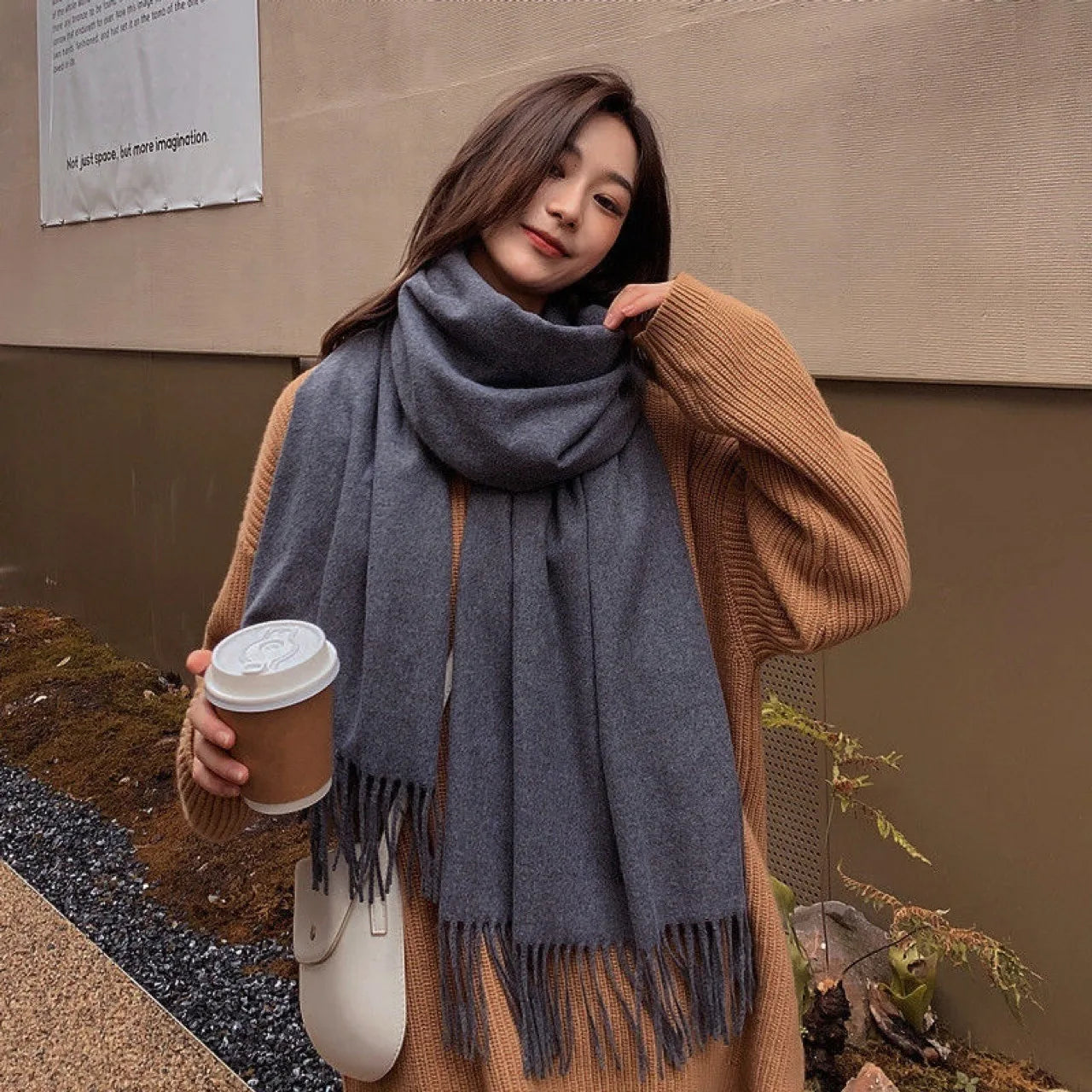 New Black Scarf Cashmere Woman Wool Ladies Scarf Warm Checkered Scarf Women's Winter Scarves Autumn XWJ07